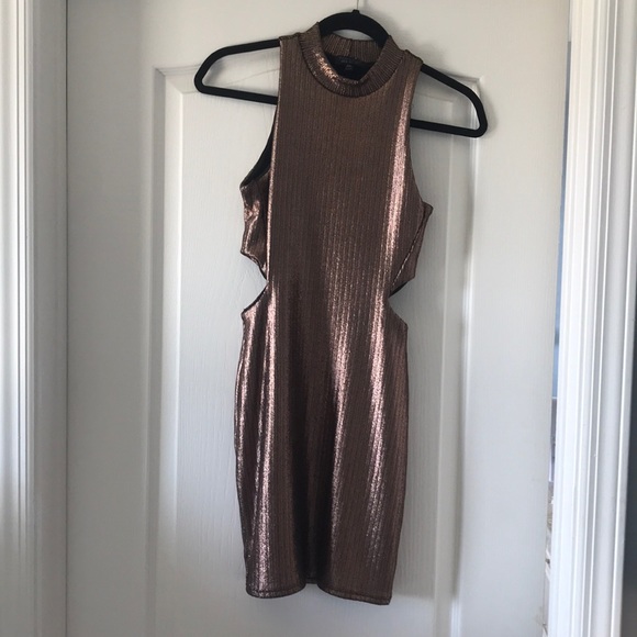 NEW Topshop rose gold body-con dress - Picture 1 of 2